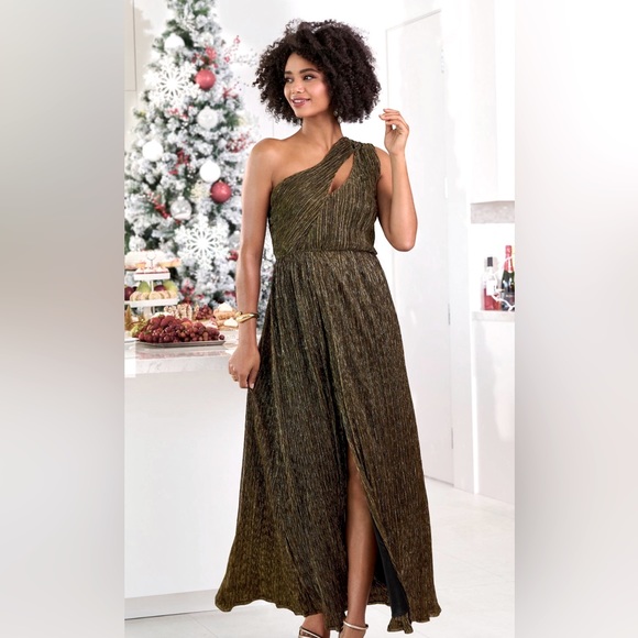 Boston Proper Shimmer One Shoulder Gown - Picture 1 of 6